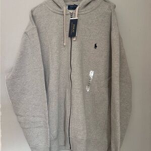 Polo Ralph Lauren Waffle Knit Hoodie Full Zip Jacket Gray Men's XLT Gray NWT